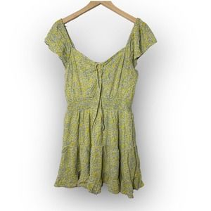 American Eagle Size Medium Flutter Sleeve Smocked Floral Mini Dress